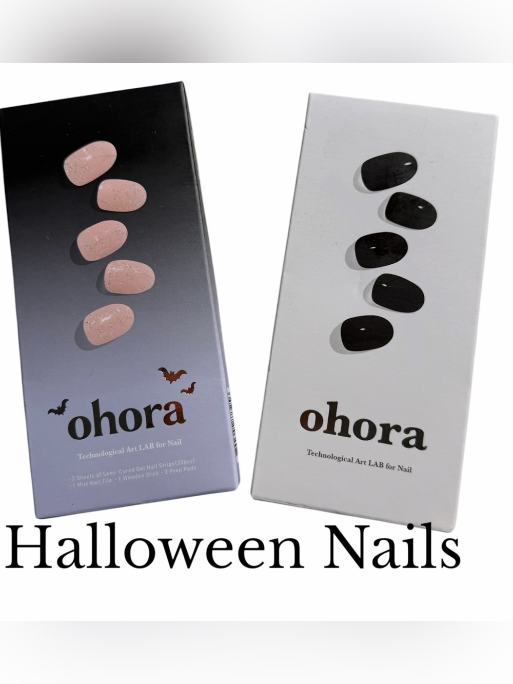 NEW in box 2 sets of Ohora semi cured gel nails Onyx 🖤 and Silver Web 🕸️
